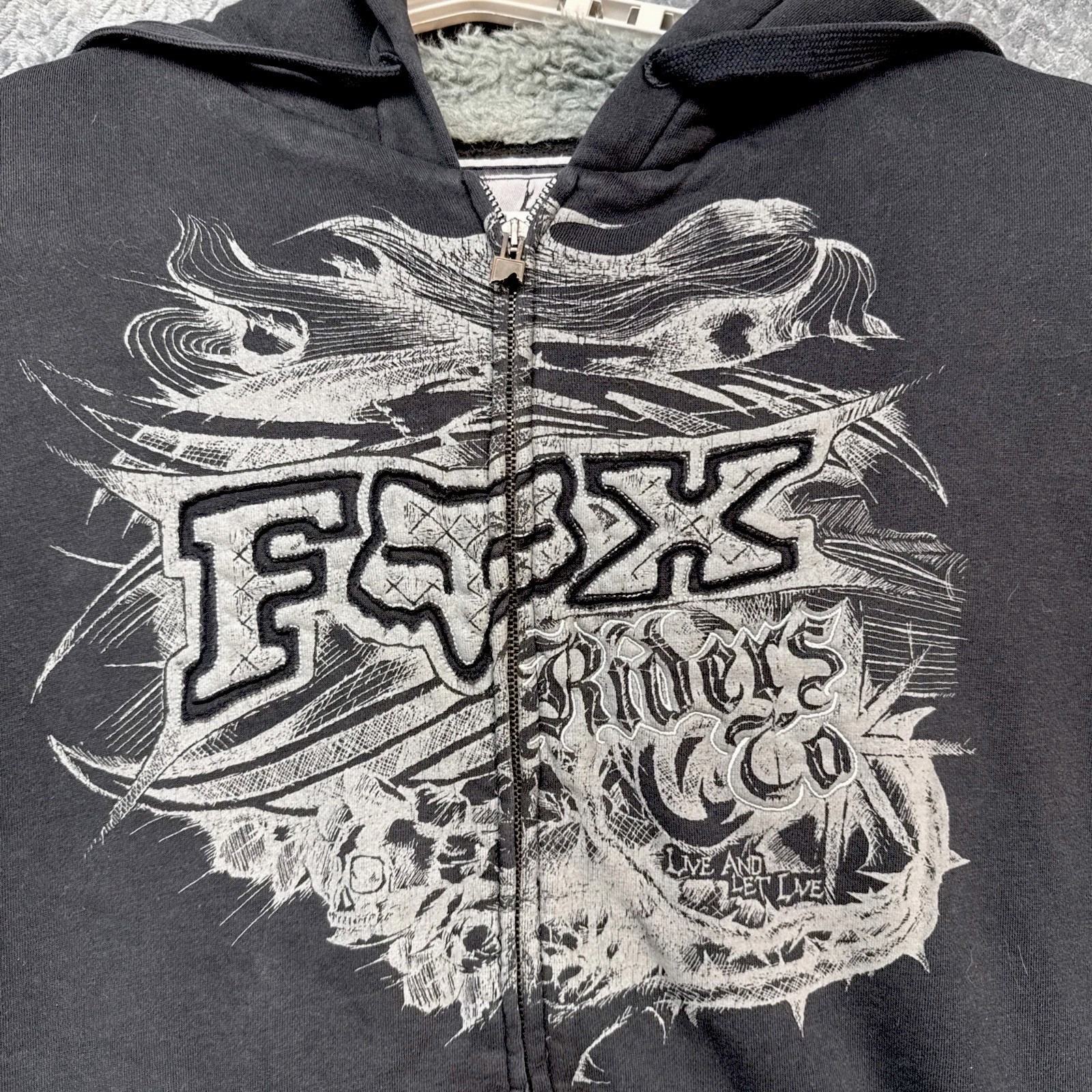 Fox Racing Sherpa Lined Hoodie Men's Xl Sasquatch Full Zip Live And Let Live